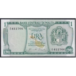 Мальта 1 лира 1973 года, A/19 411766 (MALTA 1 Lira 1973) P31a: aUNC