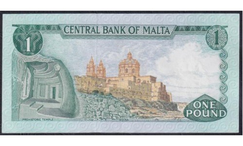 Мальта 1 лира 1973 года, A/19 411766 (MALTA 1 Lira 1973) P31a: aUNC