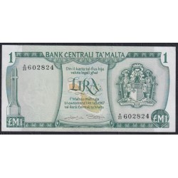 Мальта 1 лира 1973 года, A/20-602824 (MALTA 1 Lira 1973) P31b: XF/aUNC