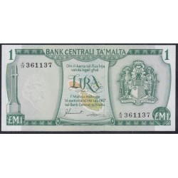 Мальта 1 лира 1973 года, A/18 361137 (MALTA 1 Lira 1973) P31f: aUNC
