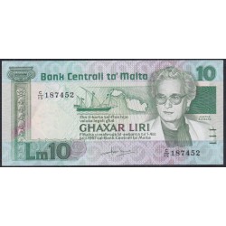 Мальта 10 лир 1967 (1986) (MALTA 10 Liri 1967 (1986)) P 39: aUNC/UNC