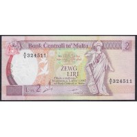 Мальта 2 лиры 1967 (1994) A/8 324511 (MALTA 2 Liri 1967 (1994)) P 45a : aUnc