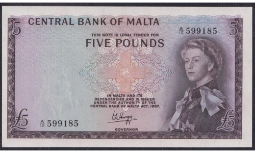 Мальта 5 фунтов 1967 (1968) (MALTA 5 Pounds L.1967 (1968)) P 30: UNC