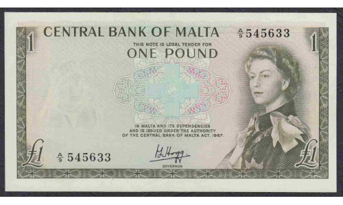 Мальта 1 фунт 1967 г. (1969 г.) (MALTA 1 Pound L.1967 (1969)) P 29: UNC--