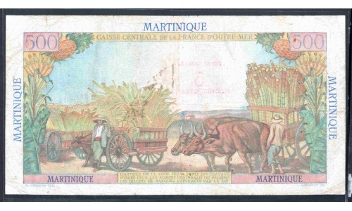Мартиника 5000 франков 5 новых франков ND (1963 г.) (MARTINIQUE 5000 francs 5 Nouveaux Francs ND (1963)) P38:VF