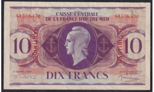 Мартиника 10 франков 02.02.1942 (MARTINIQUE 10 Francs 02.02.1942)) P 23: XF