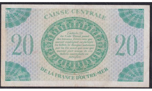 Мартиника 20 франков 02.02.1942 (MARTINIQUE 20 Francs 02.02.1942)) P 24: XF