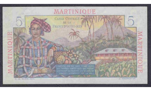 Мартиника 5 франков ND (1947-49) (MARTINIQUE 5 FrancsND (1947-49)) P 27: UNC