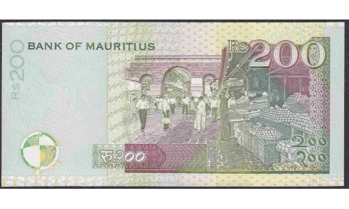 Маврикий 200 рупий 2001 г.  (MAURITIUS 200 rupees 2001) P 52b: UNC