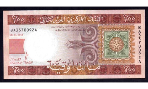 Мавритания 200 угий 2013 год (Mauritania 200 Ouquiya 2013) P 17: UNC 