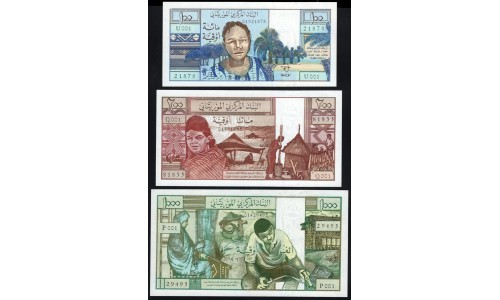 Мавритания, набор 100, 200, 1000 угий 1973 (Mauritania, set 100, 200, 1000 Ouquiya 1973) P 1a-3a : UNC