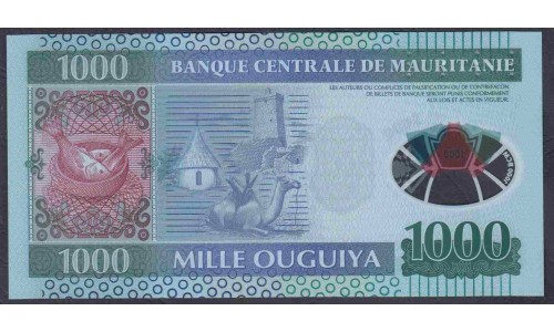 Мавритания 1000 угий 2014, ПОЛИМЕР (Mauritania 1000 Ouquiya 2014, Polymer) P 19 : UNC