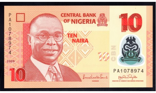 Нигерия 10 найра 2009 (NIGERIA 10 naira 2009) P 39а : UNC