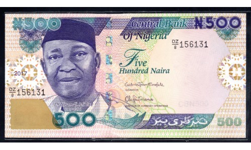 Нигерия 500 найра 2017 (NIGERIA 500 naira 2017) P 30p : UNC