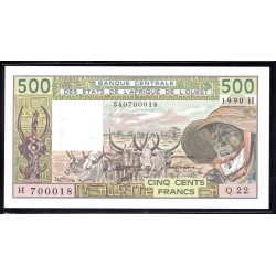 Западные Африканские штаты Нигер 500 франков 1990 г. (NIGER banque centrale des etats de l'afrique de l'ouest 500 francs 1990g) P606Hi:Unc