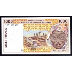 Западные Африканские Штаты Нигер 1000 франков ND (1991 - 2002 г.) (NIGER banque centrale des etats de l'afrique de l'ouest 1000 francs ND (1991 - 2002 g.) P611H:Unc