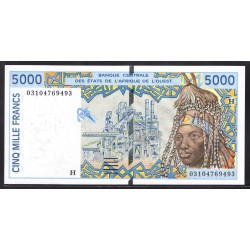 Западные Африканские Штаты Нигер 5000 франков ND (1992 - 2003 г.) (NIGER banque centrale des etats de l'afrique de l'ouest 5000 francs ND (1992 - 2003 g.) P613i:Unc
