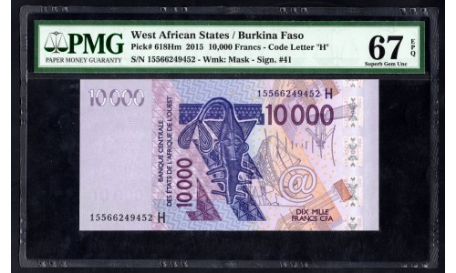 Нигер 10000 франков 2015 (NIGER 10000 francs 2015) P 618Hm : UNC PMG 67 EPQ