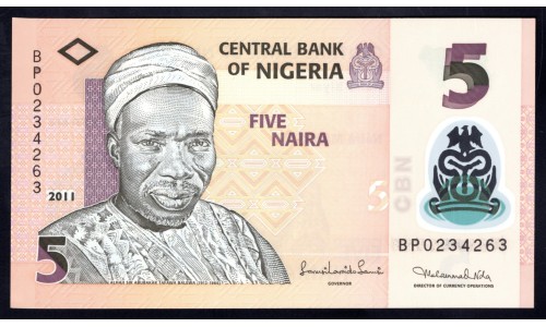 Нигерия 5 найра 2011 (NIGERIA 5 naira 2011) P 38с : UNC