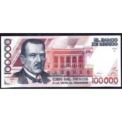 Мексика 100000 песо 1988 серия A (MEXICO 100000 Pesos 1988 series A) P 94a : UNC