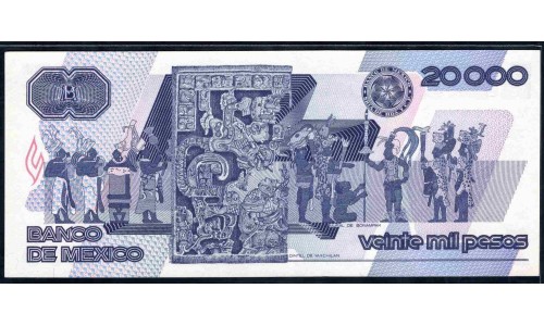 Мексика 20000 песо 1989 серия DT (MEXICO 20000 Pesos 1989 series DT) P 92b : UNC