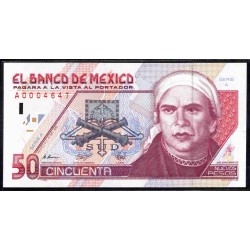 Мексика 50 песо 1992 серия A (MEXICO 50 Pesos 1992 series A) P 101 : UNC