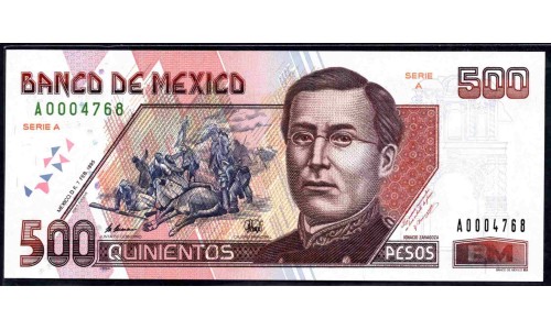 Мексика 500 песо 1995 серия A (MEXICO 500 Pesos 1995 series A) P 110а : UNC