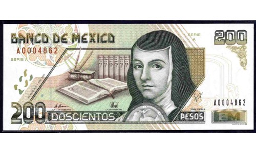 Мексика 200 песо 1995 серия A (MEXICO 200 Pesos 1995 series A) P 109а : UNC