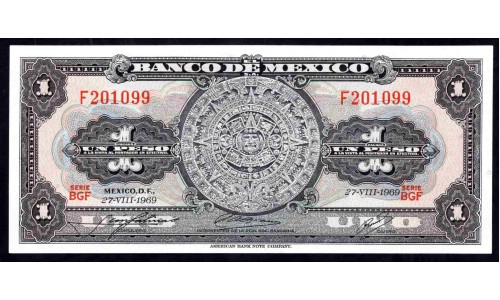 Мексика 1 песо 1969 (MEXICO 1 Peso 1969) P 59к : UNC