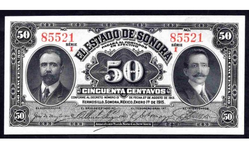 Мексика 50 центаво 1915 (MEXICO 50 Centavos 1915) P S1070 : UNC