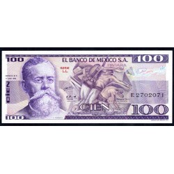 Мексика 100 песо 1979 серия LL (MEXICO 100 Pesos 1979 series LL) P 68b : UNC