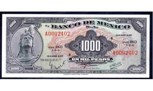 Мексика 1000 песо 1971 (MEXICO 1000 Pesos 1971) P 52о : UNC