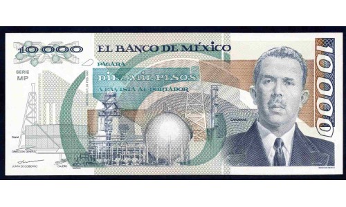 Мексика 10000 песо 1987 серия MP (MEXICO 10000 Pesos 1987 series MP) P 90a : UNC