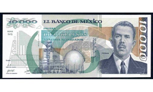 Мексика 10000 песо 1988 серия NQ (MEXICO 10000 Pesos 1988 series NQ) P 90b : UNC