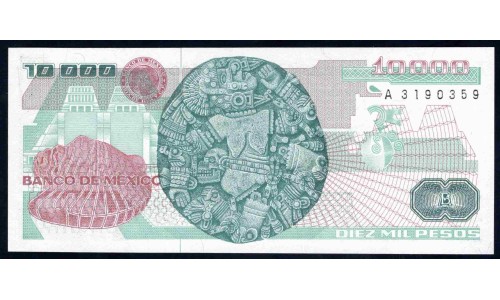 Мексика 10000 песо 1988 серия NQ (MEXICO 10000 Pesos 1988 series NQ) P 90b : UNC
