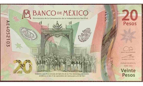 Мексика 20 песо 2021 (Mexico 20 pesos 2021) P NEW : UNC