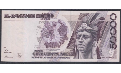 Мексика 50000 песо 1990 серия HK (MEXICO 50000 Pesos 1990 series HK) P 93: UNC--