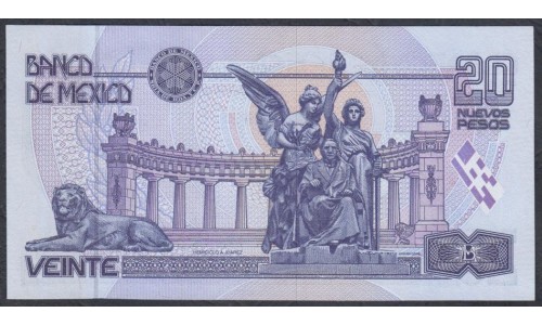 Мексика 20 песо 1996 года, серия Q (MEXICO 20 Pesos 1996, Series Q) P 106a: UNC