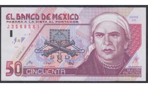 Мексика 50 песо 1992 серия AE (MEXICO 50 Pesos 1992 series AE) P 101 : UNC