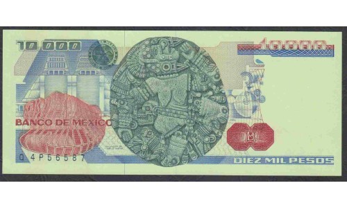 Мексика 10000 песо 1982года, красный номер, серия CH (MEXICO 10000 Pesos 1982) P 78c : UNC
