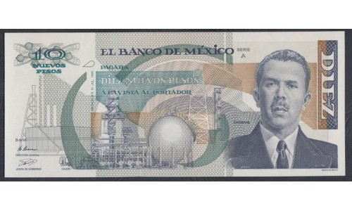 Мексика 10 песо 1992 серия А (MEXICO 10 Pesos 1992 series A) P 95: UNC