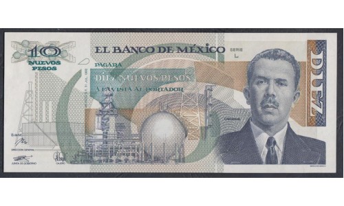 Мексика 10 песо 1992 серия L (MEXICO 10 Pesos 1992 series L) P 95 : UNC