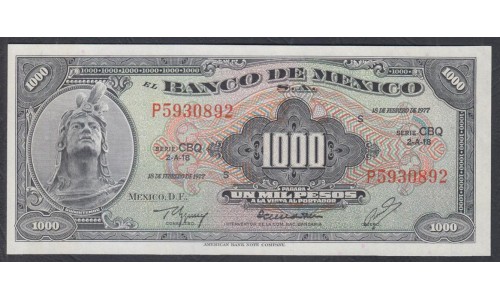 Мексика 1000 песо 1977 (MEXICO 1000 Pesos 1977) P 52t : UNC