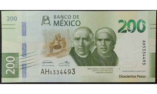 Мексика 200 песо 2018 (MEXICO 200 Pesos 2018) P NEW : UNC