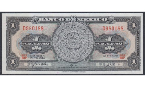Мексика 1 песо 1970 серия BIN, BIP (MEXICO 1 Peso 1970 series BIN, BIP) P 59l : UNC