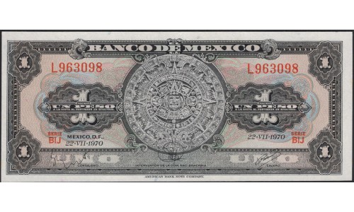 Мексика 1 песо 1970 серия BIJ (MEXICO 1 Peso 1970 series BIJ) P 59l : UNC