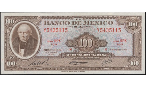 Мексика 100 песо 1972 серия BPX (MEXICO 100 Pesos 1972 series BPX) P 61h : UNC