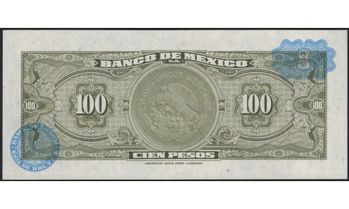 Мексика 100 песо 1973 серия BXU (MEXICO 100 Pesos 1973 series BXU) P 61i : UNC