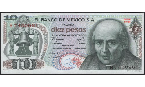 Мексика 10 песо 1977 (MEXICO 10 Pesos 1977) P 63i(4) : UNC