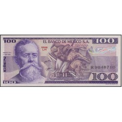 Мексика 100 песо 1979 серия LH (MEXICO 100 Pesos 1979 series LH) P 68b : UNC